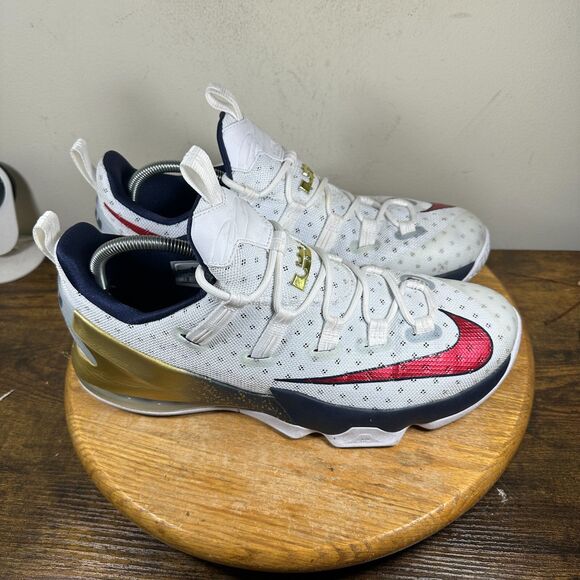 Nike Lebron XIII 13 Red White Blue Gold Olympic Shoe Men's Size 12